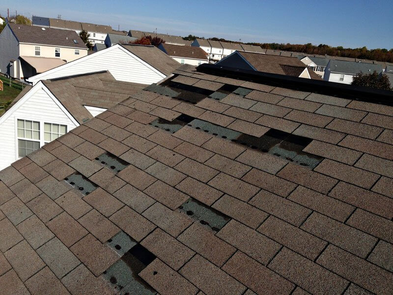 Shingles missing after wind damage